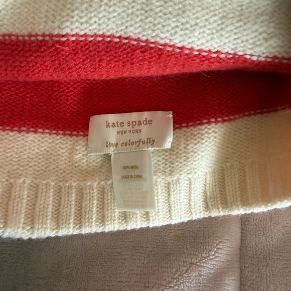 kate spade Multicolor Striped Beanie with Red Bow